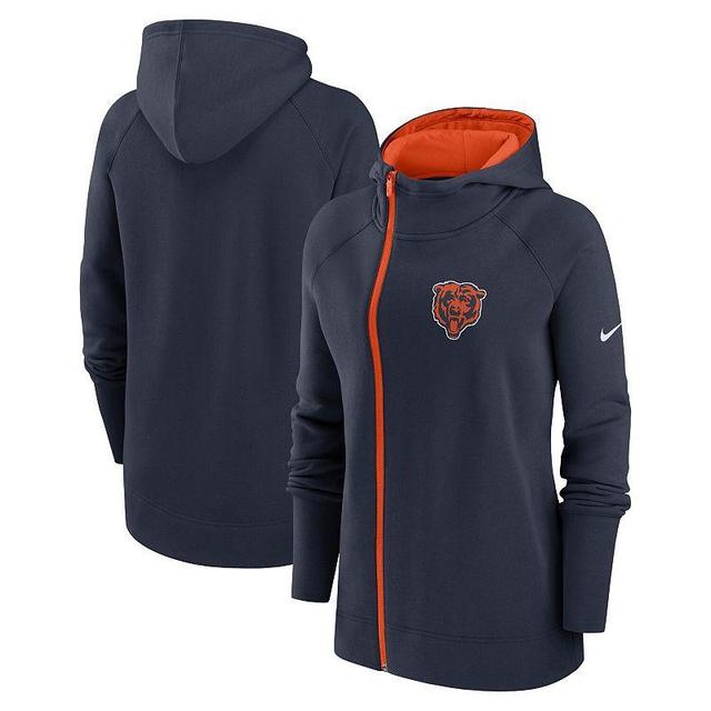 Womens Nike Chicago Bears Asymmetrical Raglan Full-Zip Hoodie Blue Product Image