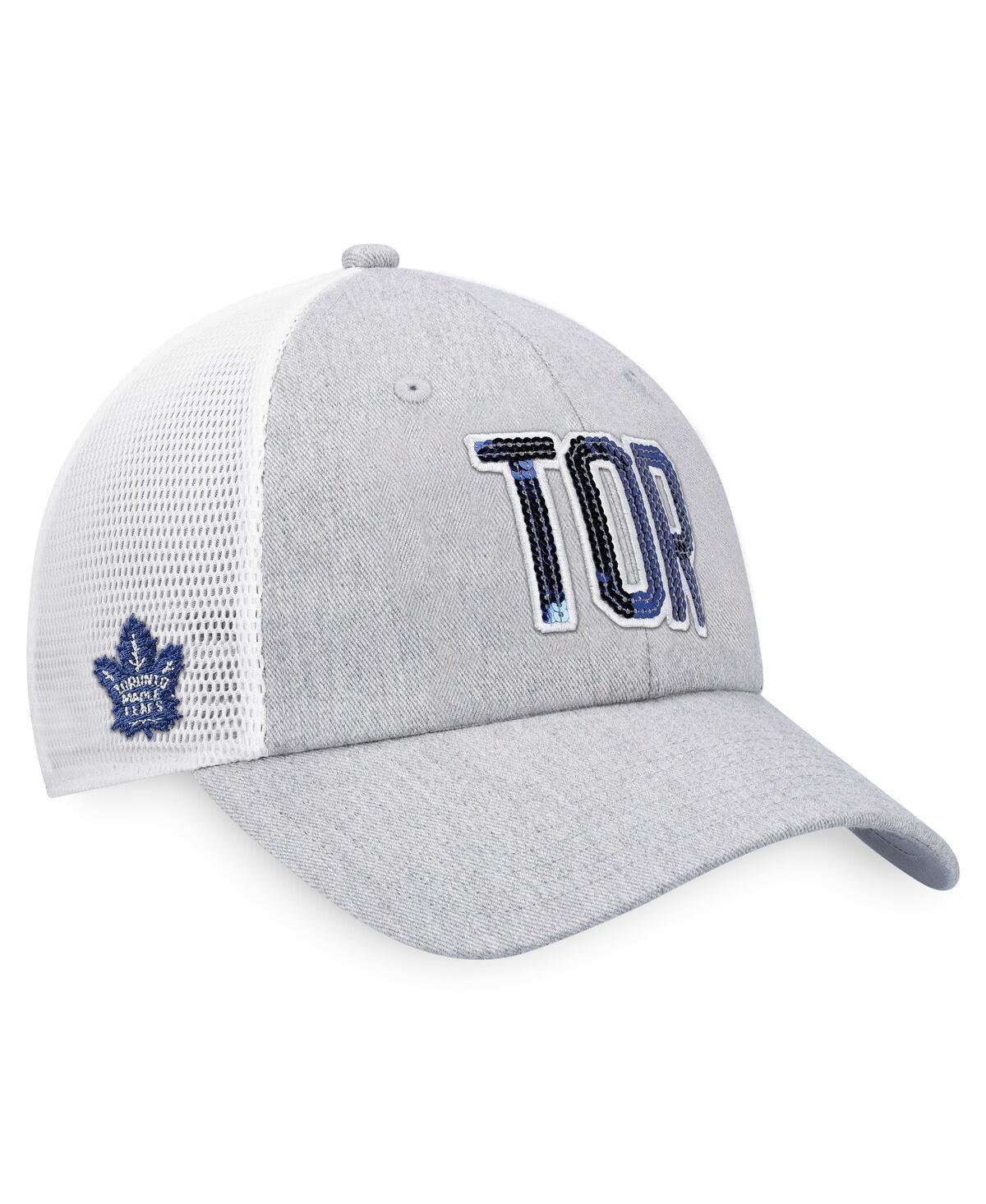 Womens Fanatics Branded Heather Gray/White Toronto Maple Leafs Iconic Glimmer Trucker Snapback Hat Product Image