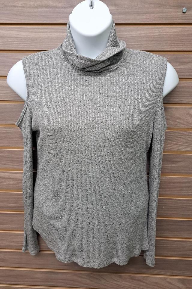 Cold Shoulder Grey Ribbed Top Product Image