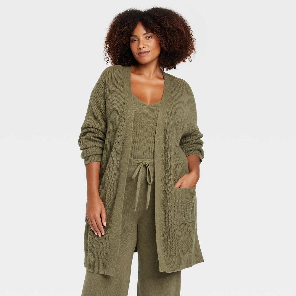 Womens Sweater Robe - Auden Olive 1X/2X Product Image