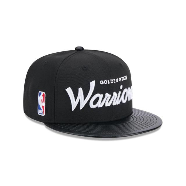 Golden State Warriors Faux Leather Visor 9FIFTY Snapback Hat Male Product Image