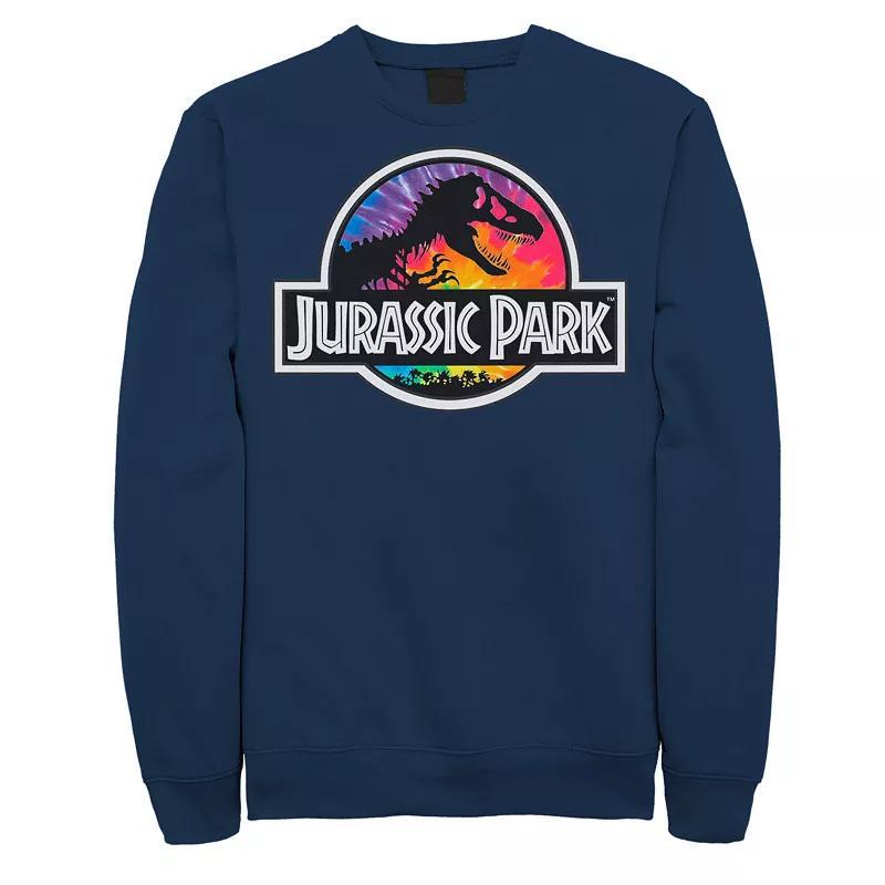 Mens Jurassic Park Tie Dye Classic Logo Fleece Graphic Pullover Blue Product Image