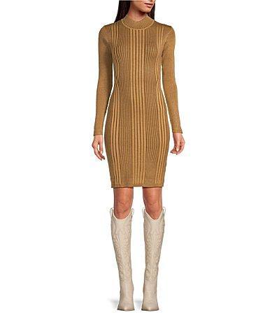 French Connection Mari Rib Long Sleeve Sweater Dress Product Image