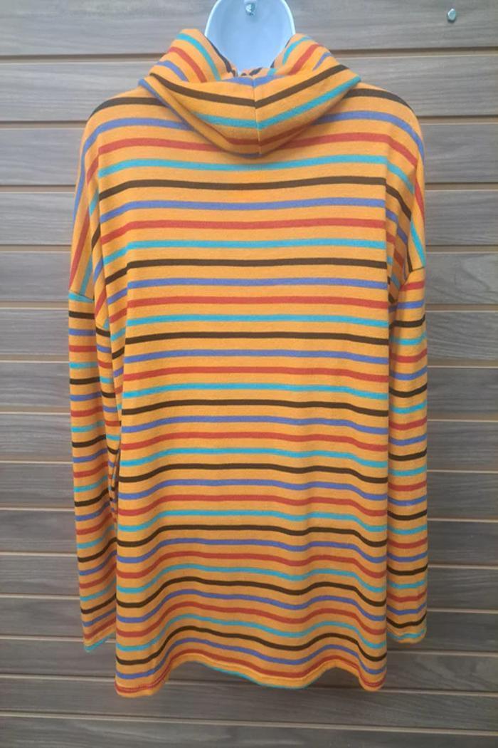 Stripe Golden Yellow Cowl W/Tie Long Sleeve Product Image