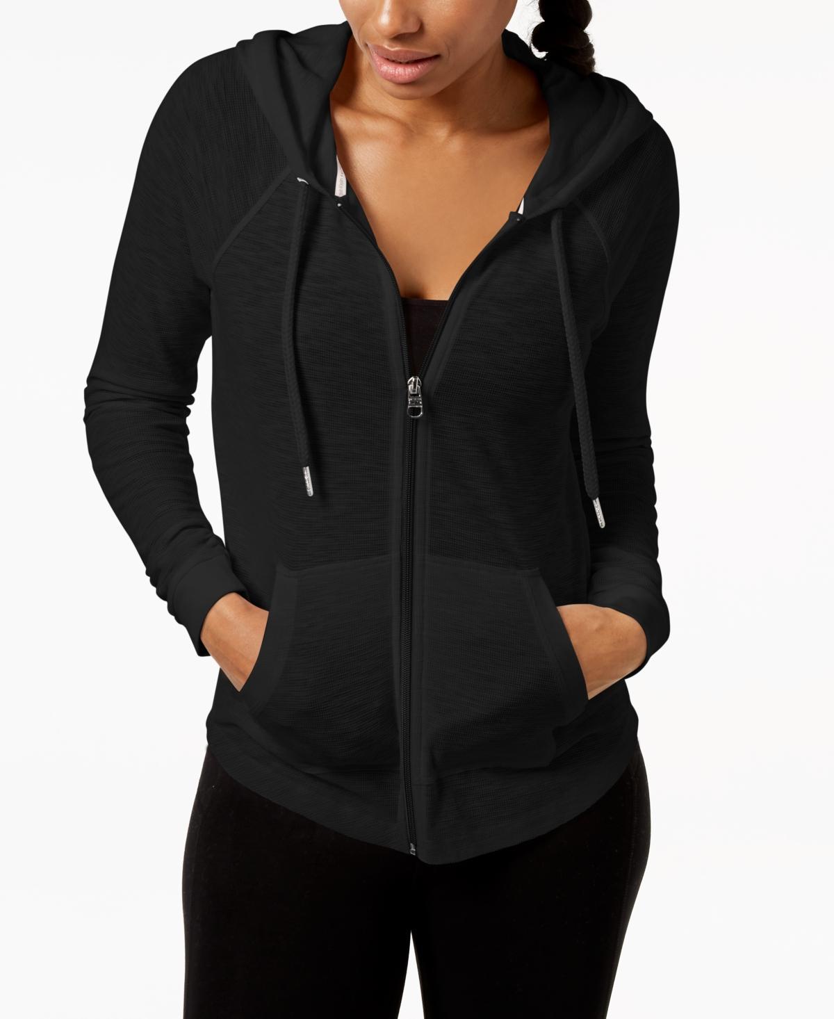 Calvin Klein Calvin Klein Women's Premium Performance Ruched Long Sleeve Zip Up Hoodie (Standard and Plus) Women's Jacket Product Image