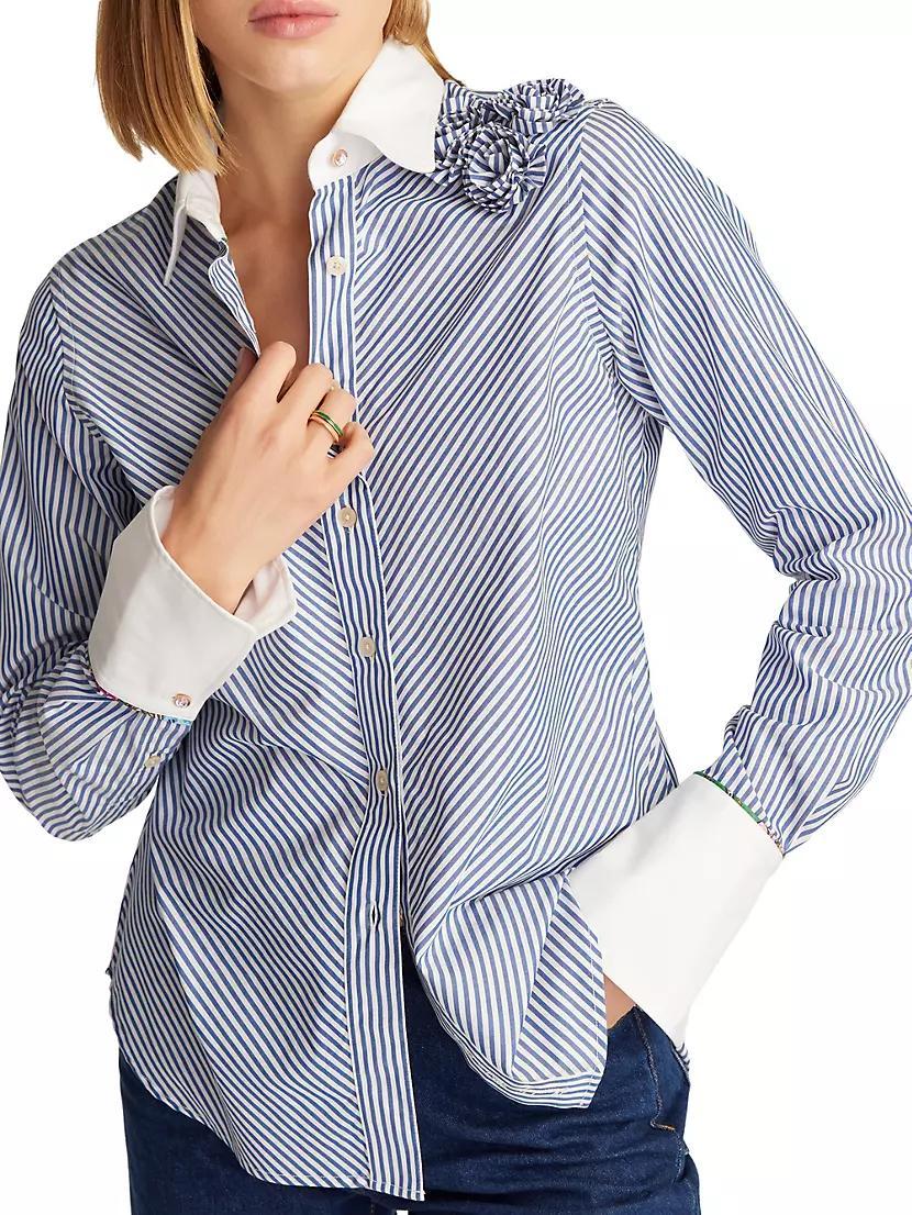 Priscilla Striped Stretch-Cotton Long-Sleeve Shirt Product Image