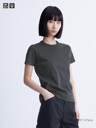 Womens Crew Neck T-Shirt Dark Gray Small UNIQLO US Product Image