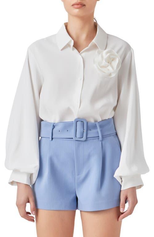 Endless Rose Corsage Bishop Sleeve Button-Up Top Product Image