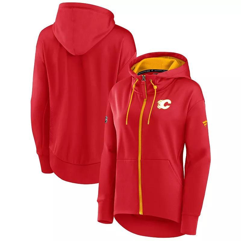 Womens Fanatics Red Calgary Flames Authentic Pro Rink Full-Zip Hoodie Product Image