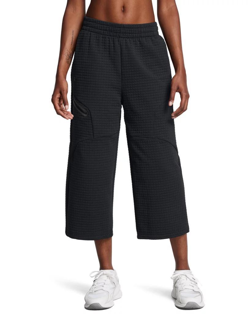 Women's UA Unstoppable Fleece Grid Wide Leg Crop Pants Product Image