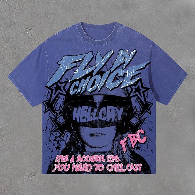 Fly By Choice Graphic Print Acid Washed T-Shirt Product Image