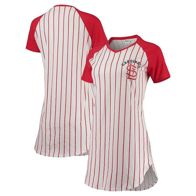 Womens Concepts Sport White St. Louis Cardinals Vigor Pinstripe Raglan V-Neck Nightshirt - White Product Image