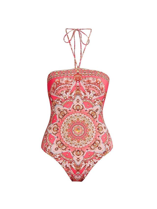 Womens Shell Print Halter One-Piece Swimsuit Product Image