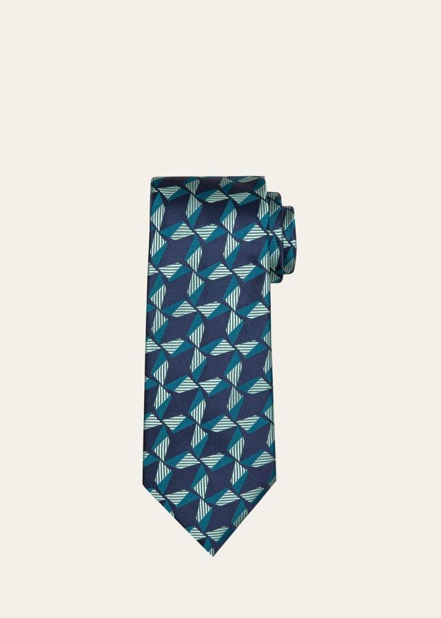 Mens Geometric Jacquard Silk Tie Product Image