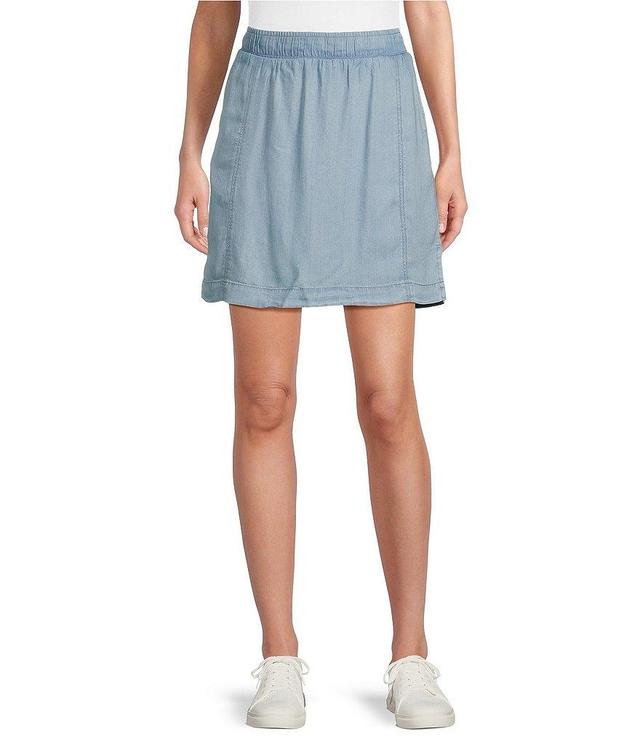 Intro Solid Seamed Elastic Waist Pull-On Denim Skort Product Image