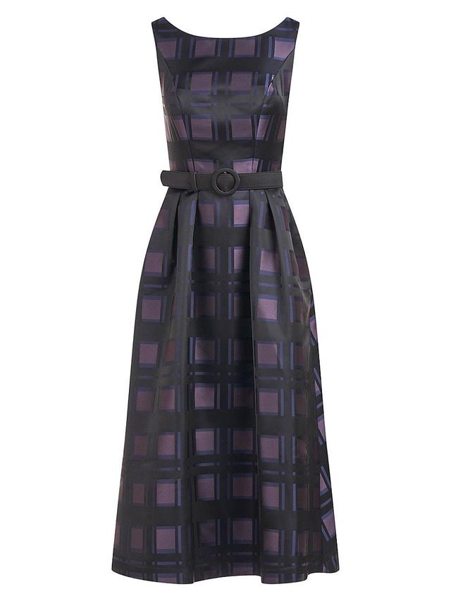 Womens Ilsa Plaid Belted Midi-Dress Product Image