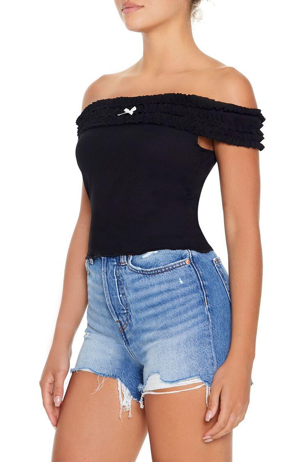 Off-The-Shoulder Bow Crop Top | Forever 21 Product Image