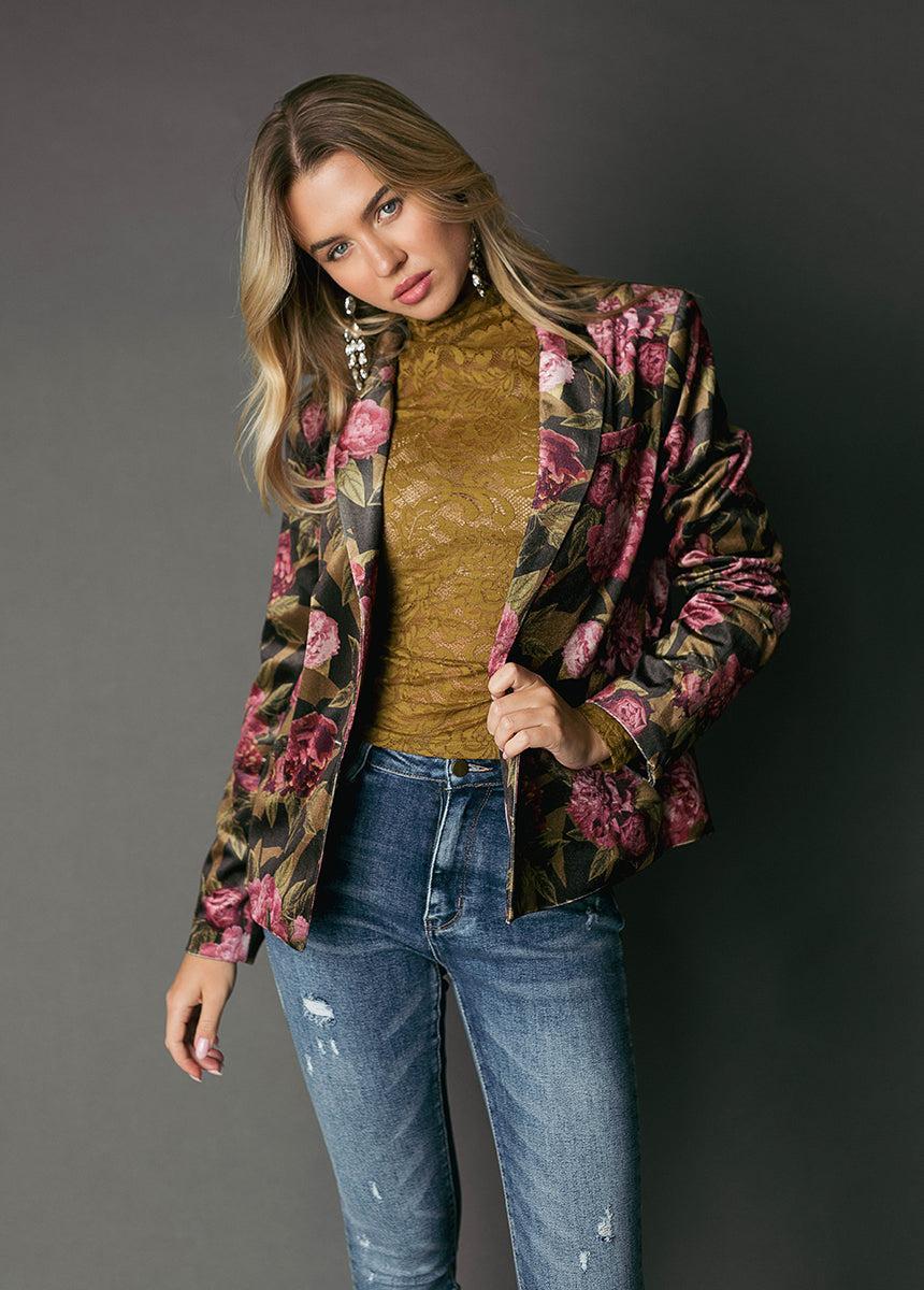 Louve Blazer in Bistre Floral Product Image