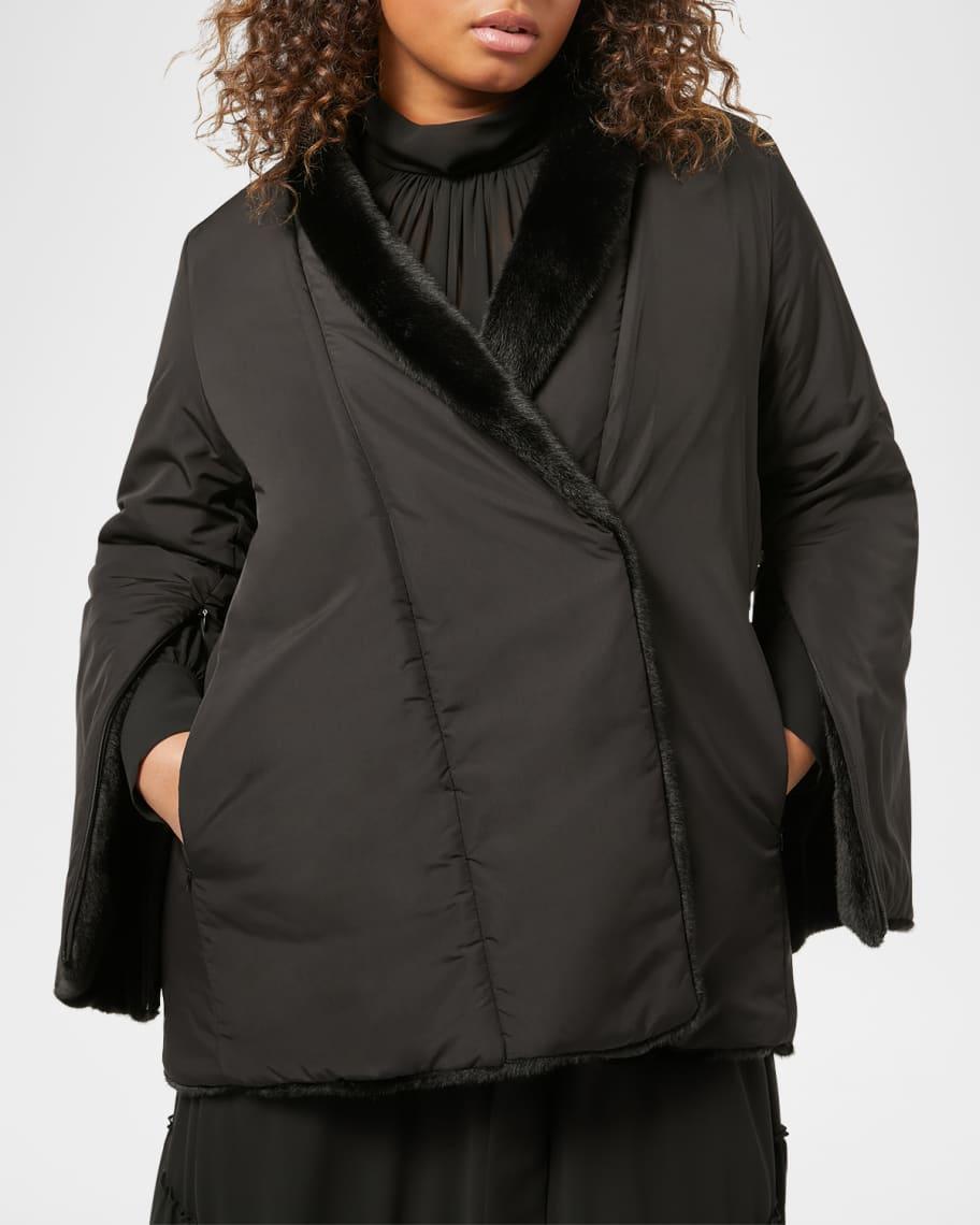 Plus Size Faux Fur-Trim Puffer Jacket Product Image