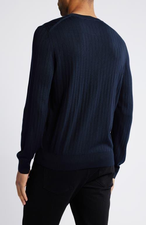 HUGO BOSS Boss Dominio Silk Sweater In Dark Blue Product Image