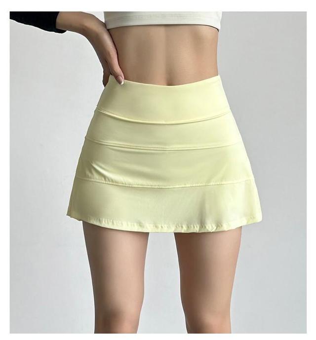 High Waist Plain Sports Skort Product Image