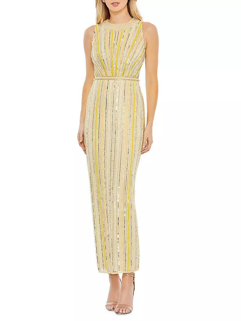 Sequined Stripe Column Dress Product Image