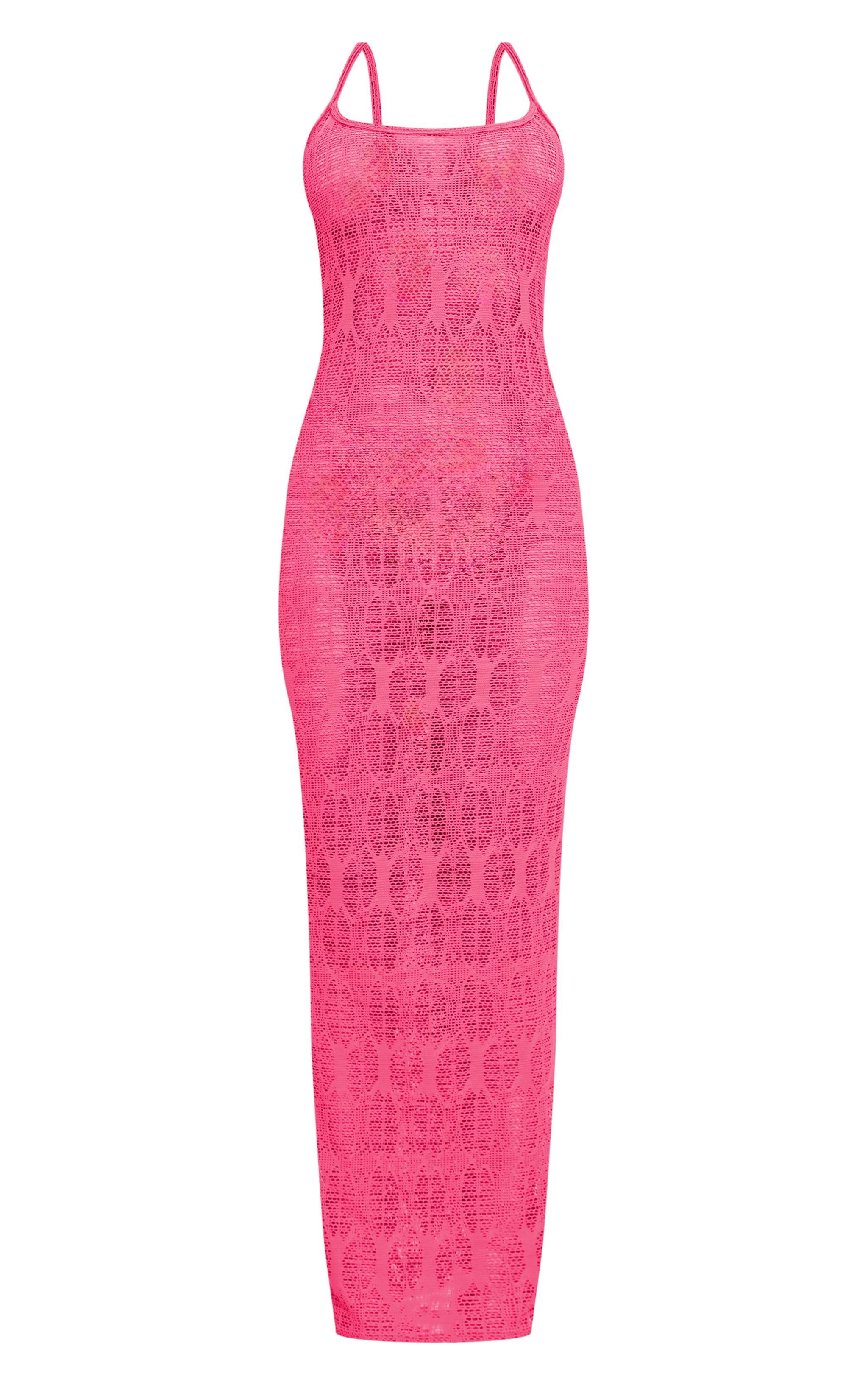 Fuchsia Textured Strappy Midaxi Dress Product Image