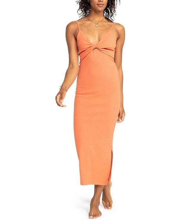 Roxy Wavey Lady Twist Front Side Slit Midi Dress Product Image