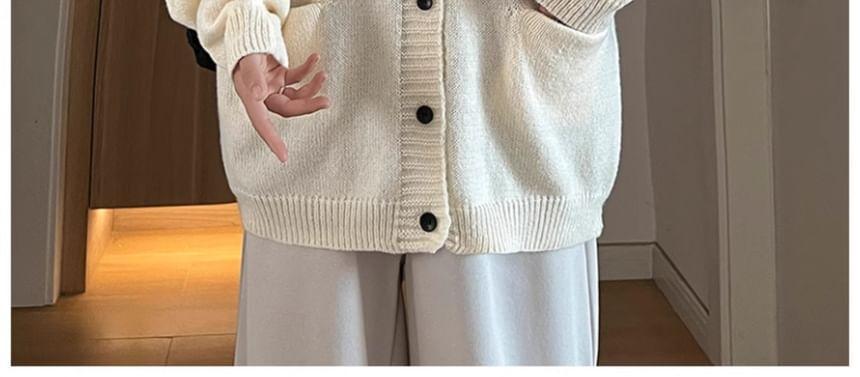 V-Neck Plain Cardigan Product Image