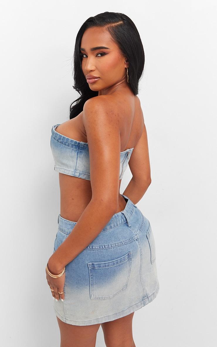 Shape Light Blue Washed Denim Bandeau Top Product Image