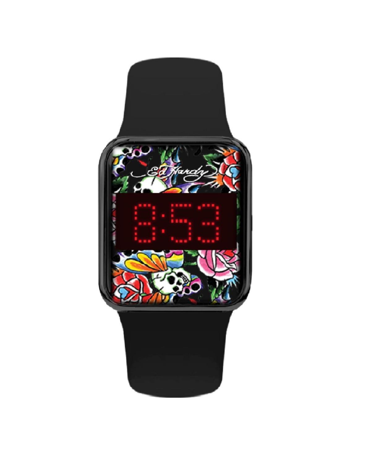 Ed Hardy Mens Matte Black Silicone Strap Watch 45mm - Black Product Image