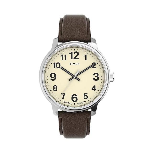 Mens Timex(R) Silver/Brown Strap Easy Reader Watch - TW2V21300JT Product Image