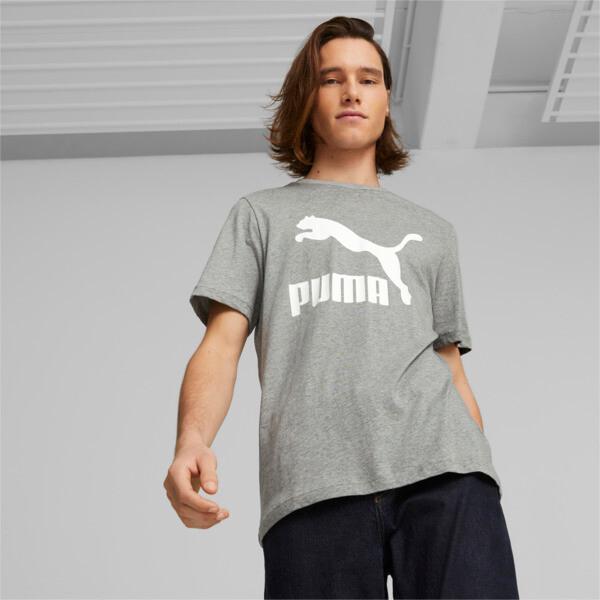 PUMA Classics Men's Logo T-Shirt in Medium Grey Heather Product Image