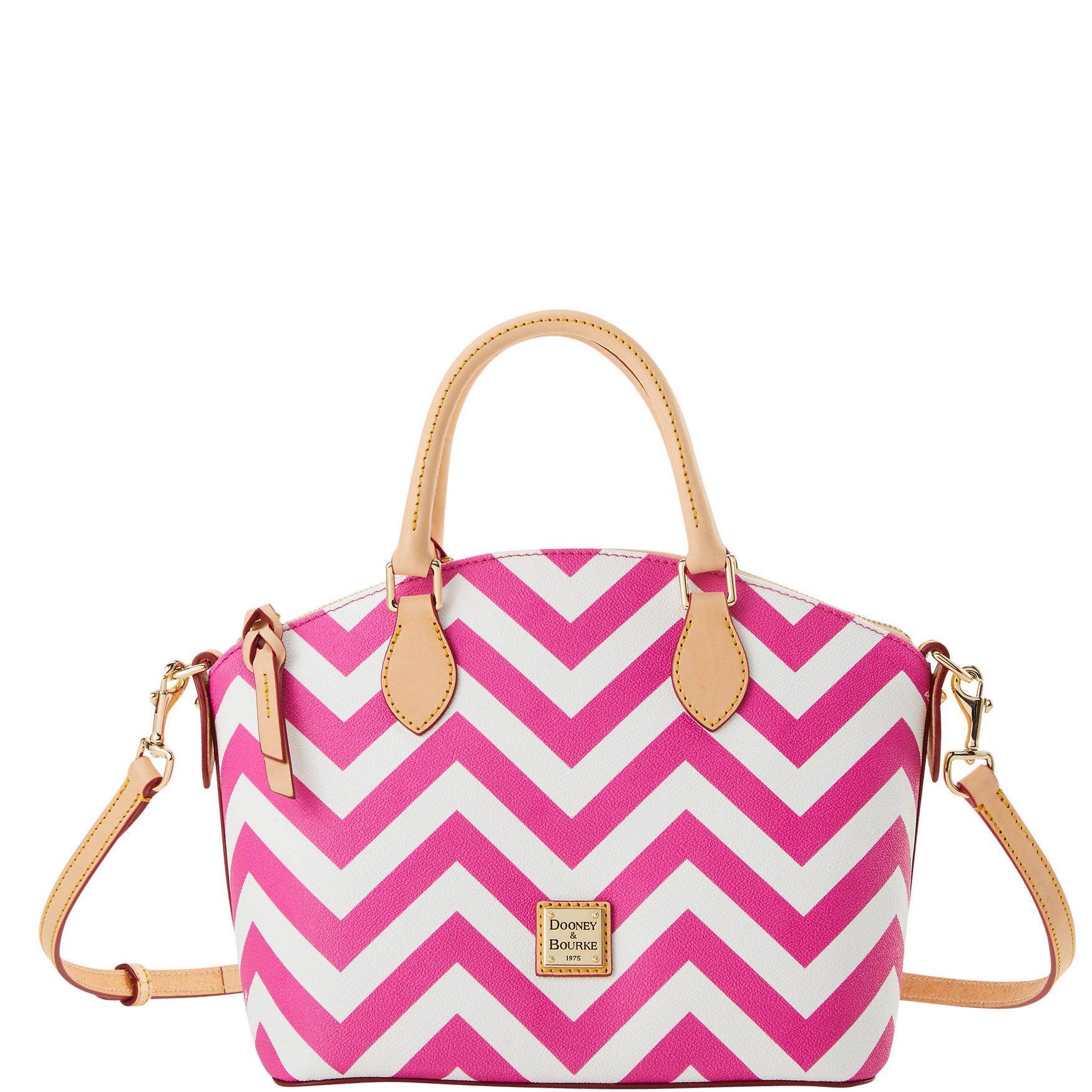 Dooney & Bourke Womens Chevron Geena Coated Cotton Satchel Bag in Fuchsia Product Image