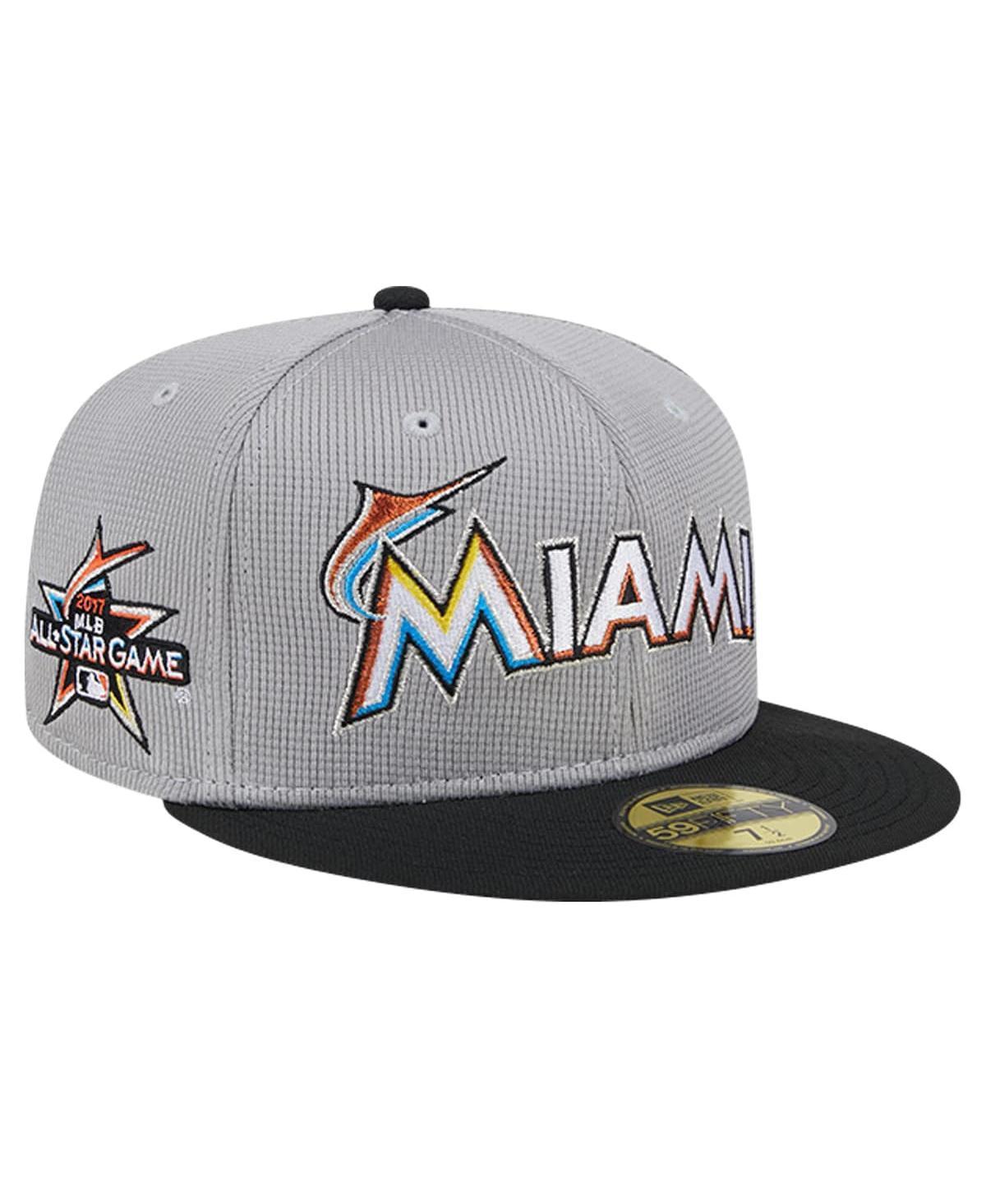 Mens New Era Gray Miami Marlins Pivot Mesh 59FIFTY Fitted Hat Product Image