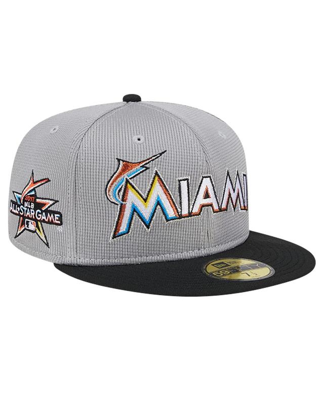 New Era Mens Gray Miami Marlins Pivot Mesh 59FIFTY Fitted Hat Product Image