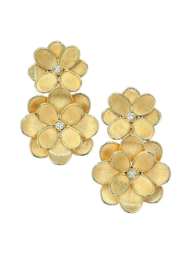 Womens Petali 18K Yellow Gold & Diamond Large Double-Drop Flower Earrings Product Image