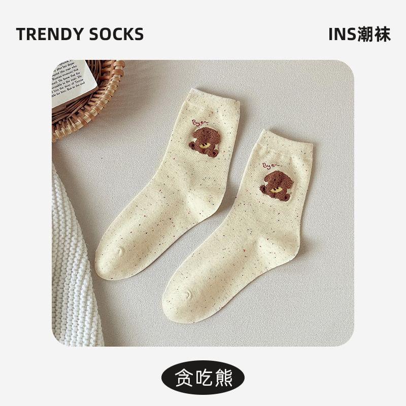 Cartoon Patterned Melange Short Socks Product Image