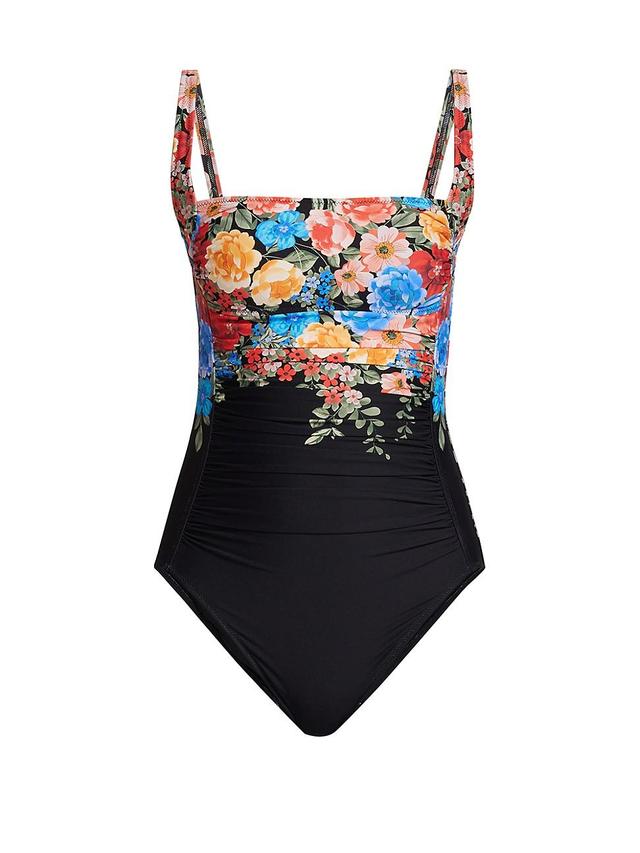 Womens Royal Floral One-Piece Swimsuit Product Image