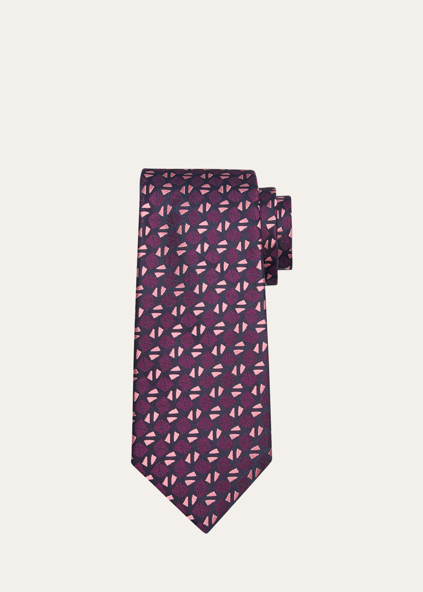 Mens Geometric-Print Silk Tie Product Image