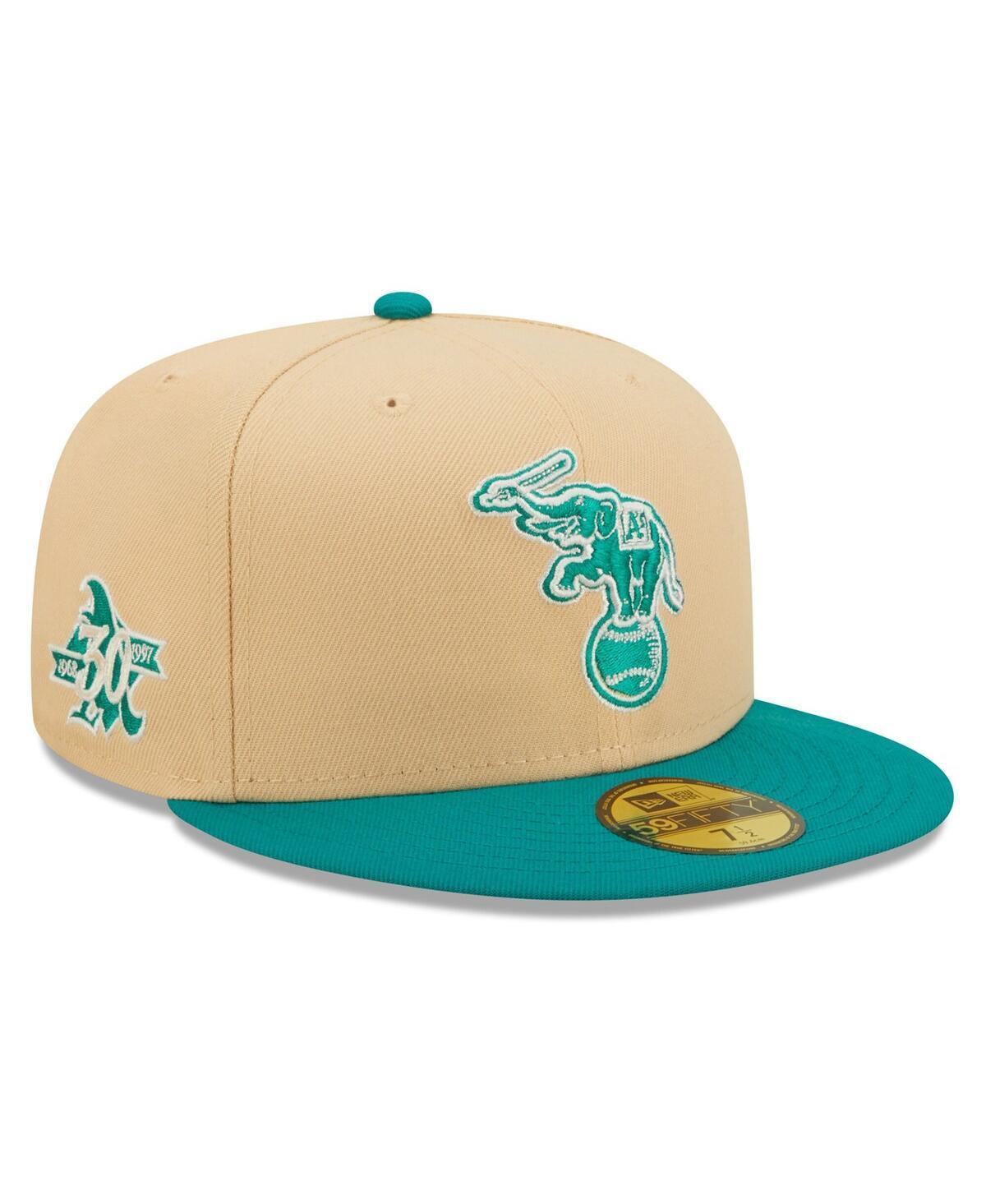 Mens New Era Natural/Teal Oakland Athletics Mango Forest 59FIFTY fitted hat Product Image