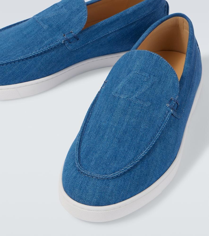 CHRISTIAN LOUBOUTIN Varsiboat Denim Slip-on Shoes In Blau Product Image