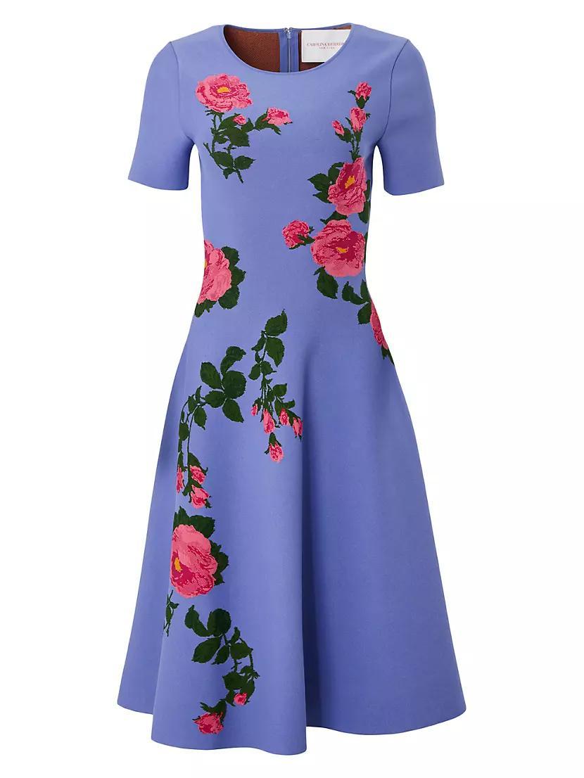 Floral Short-Sleeve Fit & Flare Midi-Dress Product Image