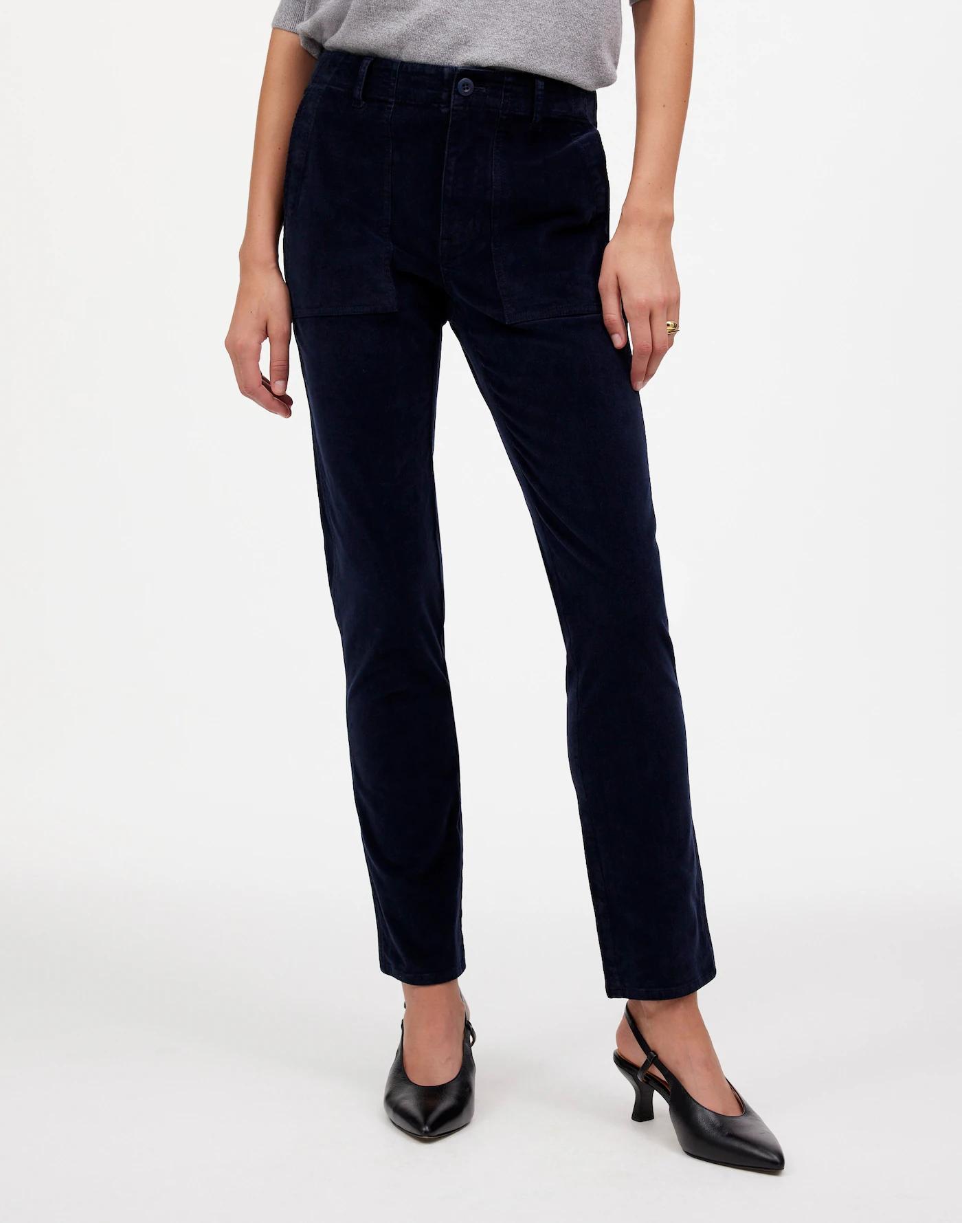 The Petite Slim Straight Trouser Pant in Garment Dye Corduroy Product Image