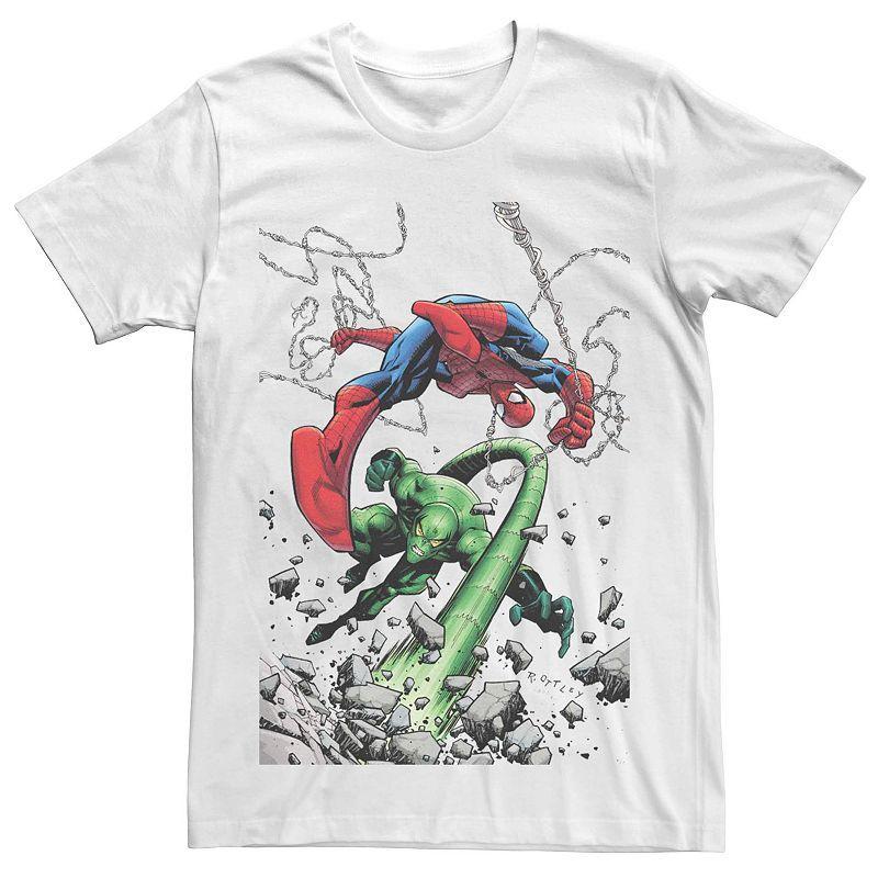 Mens Marvels Spider-Man Scorpion Action Shot Tee White Product Image