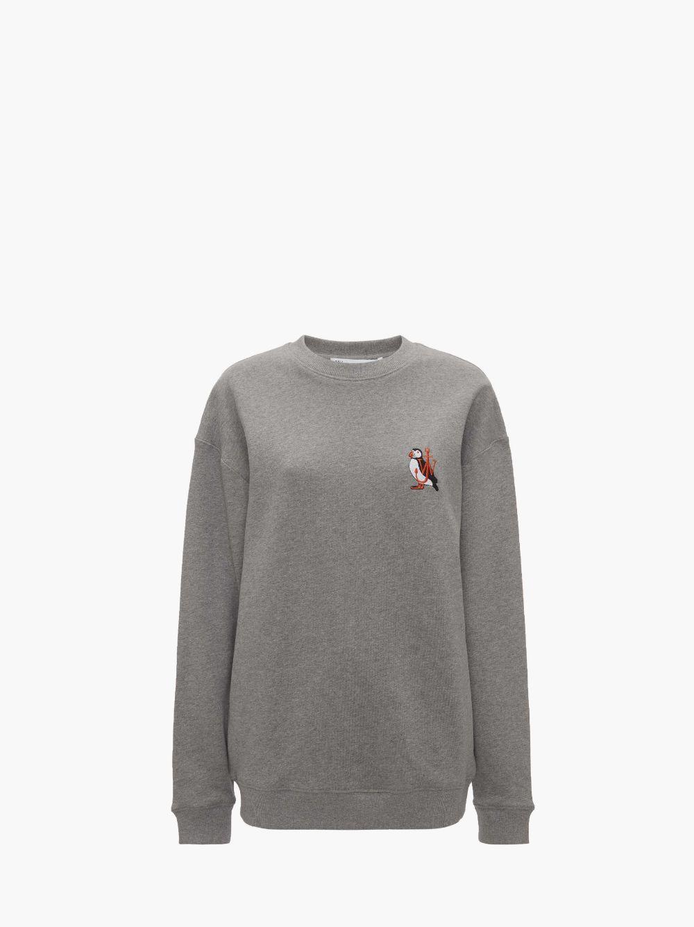 SWEATSHIRT WITH PUFFIN EMBROIDERY in grey | JW Anderson US  Product Image