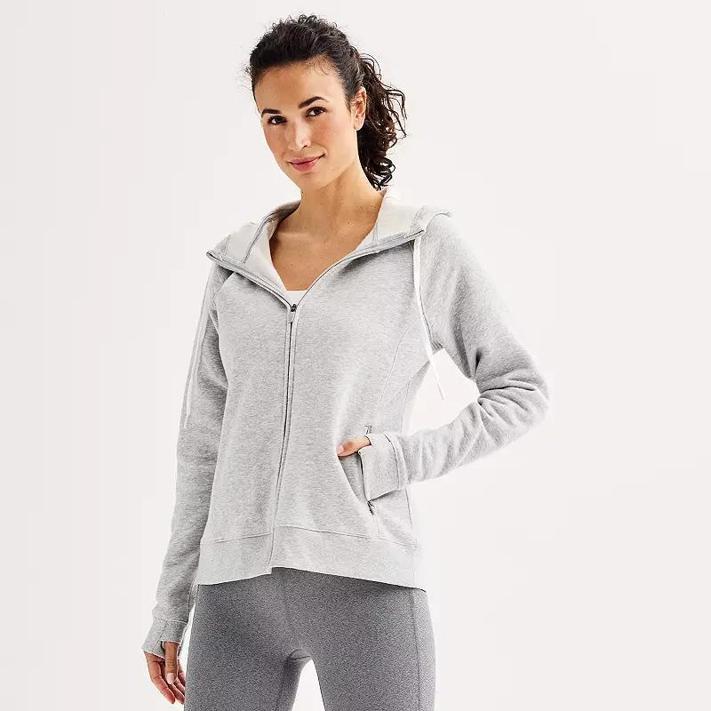 Petites Tek Gear Ultrasoft Fleece Hooded Jacket, Womens Dark Frost Grey Product Image