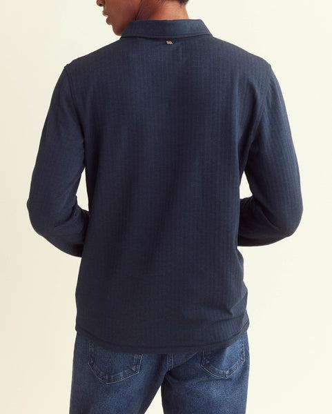 Long Sleeve Herringbone Polo -  Product Image