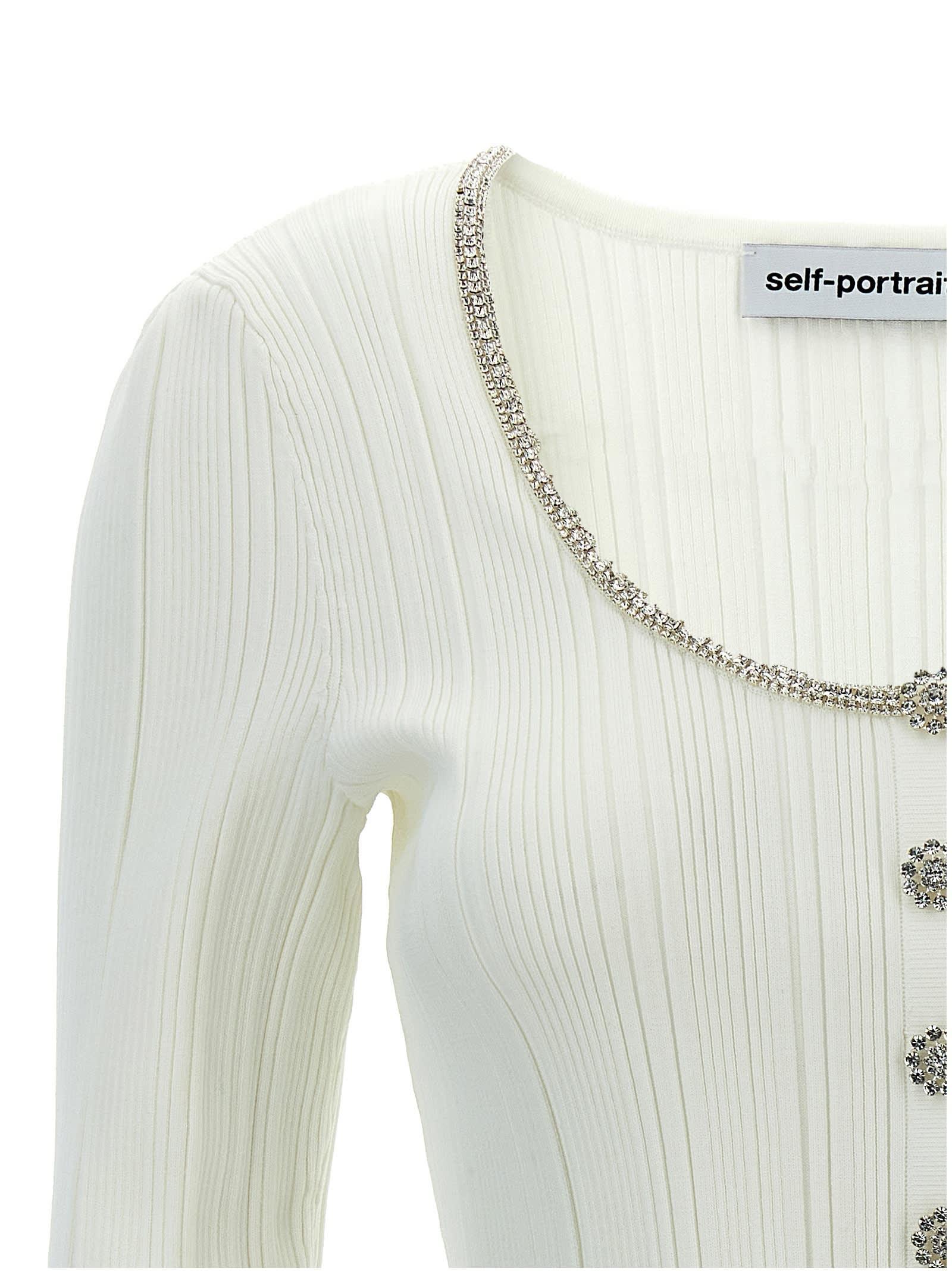 SELF-PORTRAIT Black Embellished Knit Sweater In W Product Image