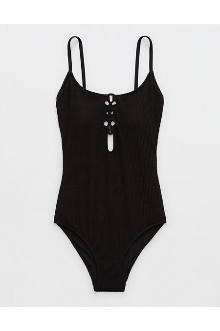 Aerie Crinkle Lace Up One Piece Swimsuit Women's Product Image